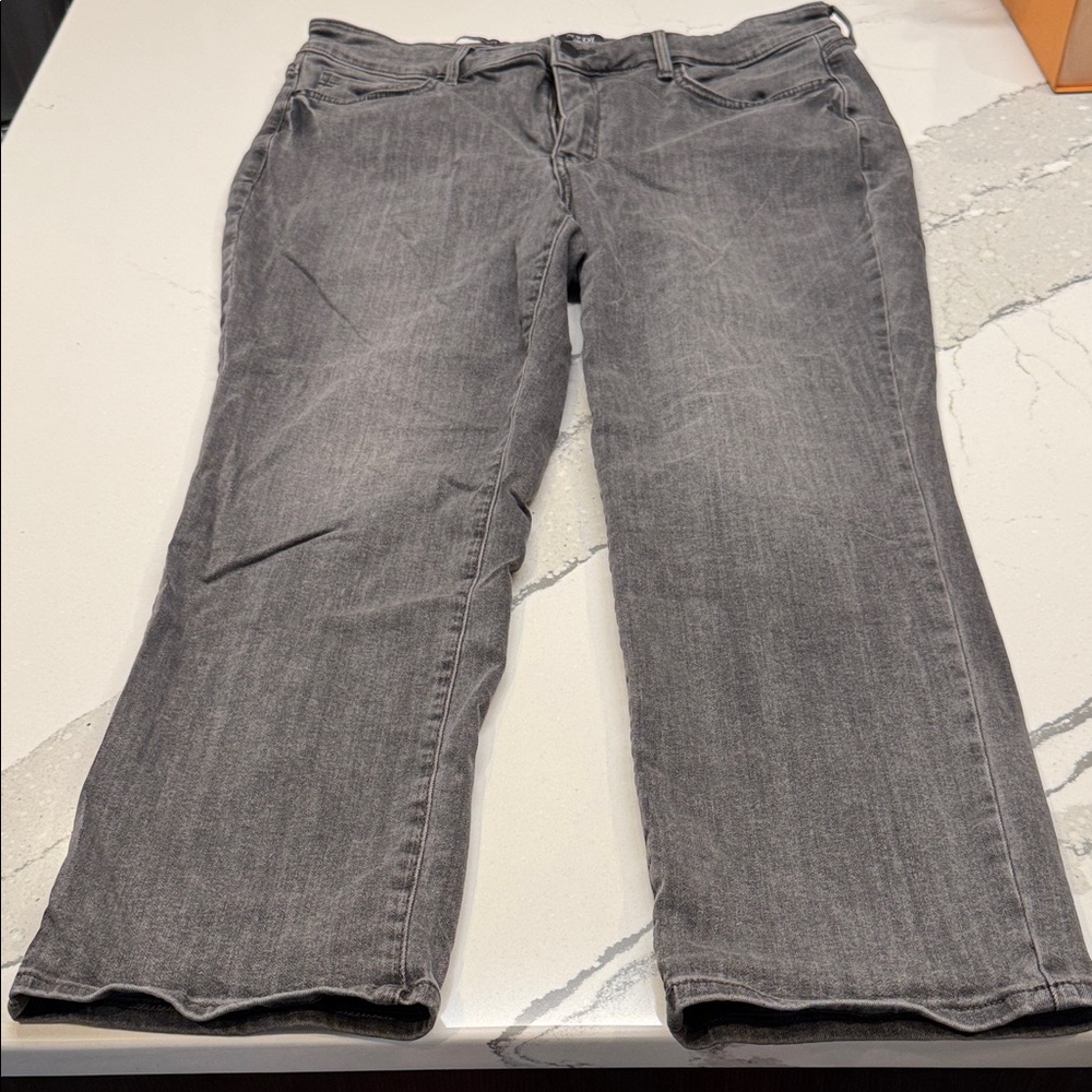 NYDJ Women's Charcoal Straight Leg Jeans Ankle Length Sz 16W